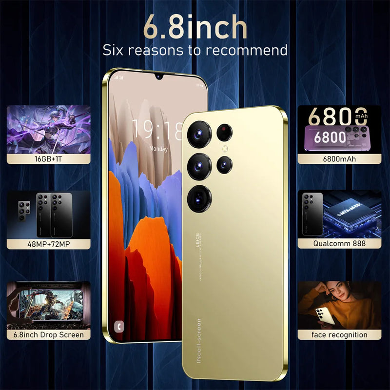 S23 Ultra High Speed 5G Smartphone 6.8 Inch Display, 48MP+10MP Camera,  Snapdragon 8+2, Android 12, 16GB+1TB Mobile Storage Units From Super2022,  $96.68
