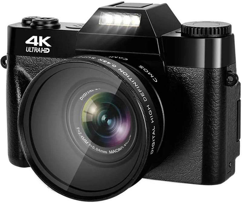 4K HD Digital Camera Vlogging Camcorder for Youtube WIFI Webcam Wide Angle 16X Digital Zoom 48MP Photography 3 Inch Flip Screen