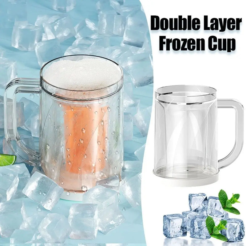 PET/PP Home with Handle Liquid Refrigerator Frozen Cup Summer Freezer Beer Mugs 20oz Thickened Ice Cold Beer Glass