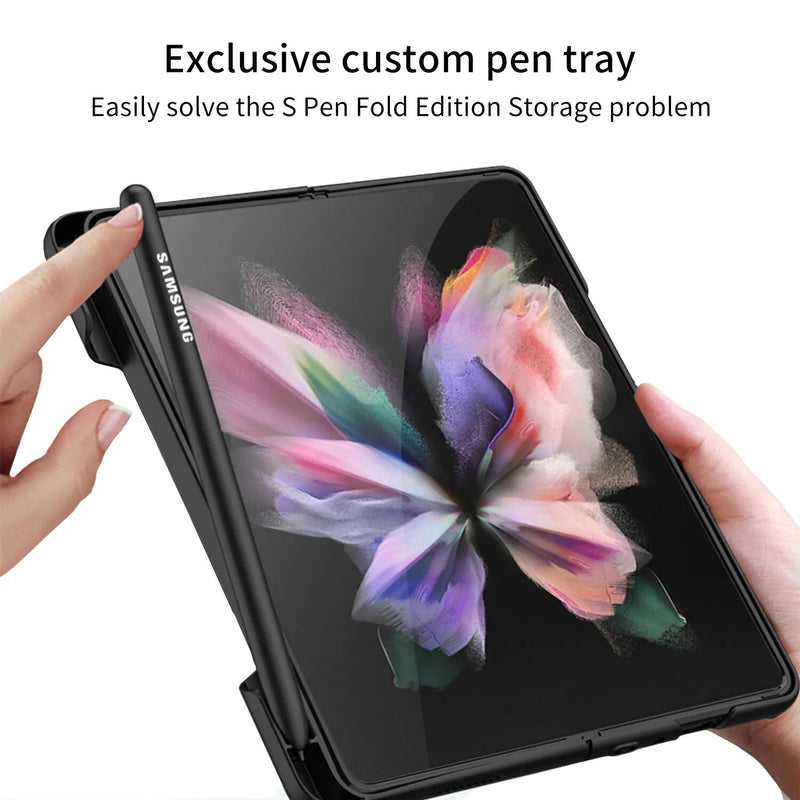 Ultra Thin Phone Case Pen Holder Bracket Armor Fold3 Protective Cover for Samsung Galaxy Z Fold 3 5G Cases Side Slot for S Pen