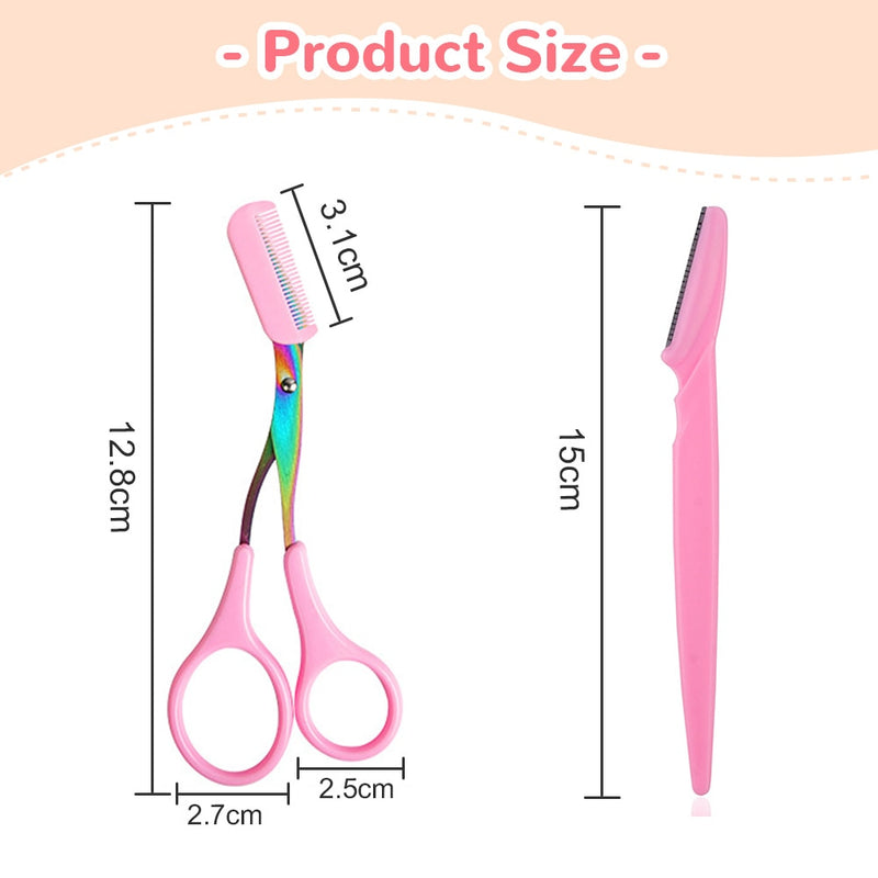 Eyebrow Shaving Knife Eyebrow Scissors with Comb Stainless Steel Plastic Razor Facial Hair Removal Razor Razor Make-up Tool