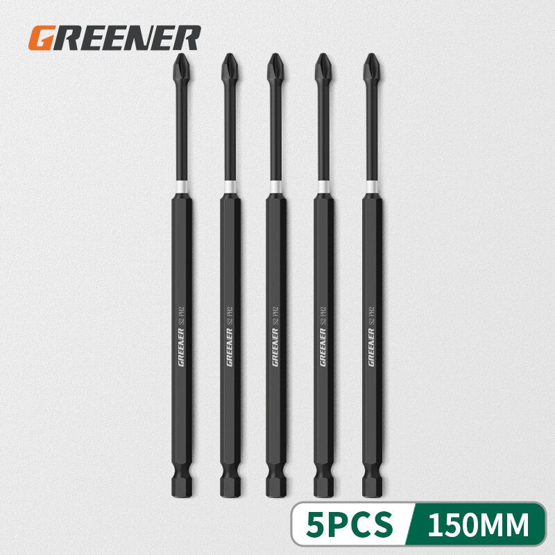 Greener 25 50 70 90 150mm Strong Magnetic Batch Head Cross High Hardness Hand Drill Bit Screw Electric Screwdriver Set