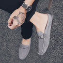 Fashion Half Shoes For Men Casual Shoes Black Leather Slip On Loafers Outdoor Breathable Slippers Lightweight Mules Men's Shoes