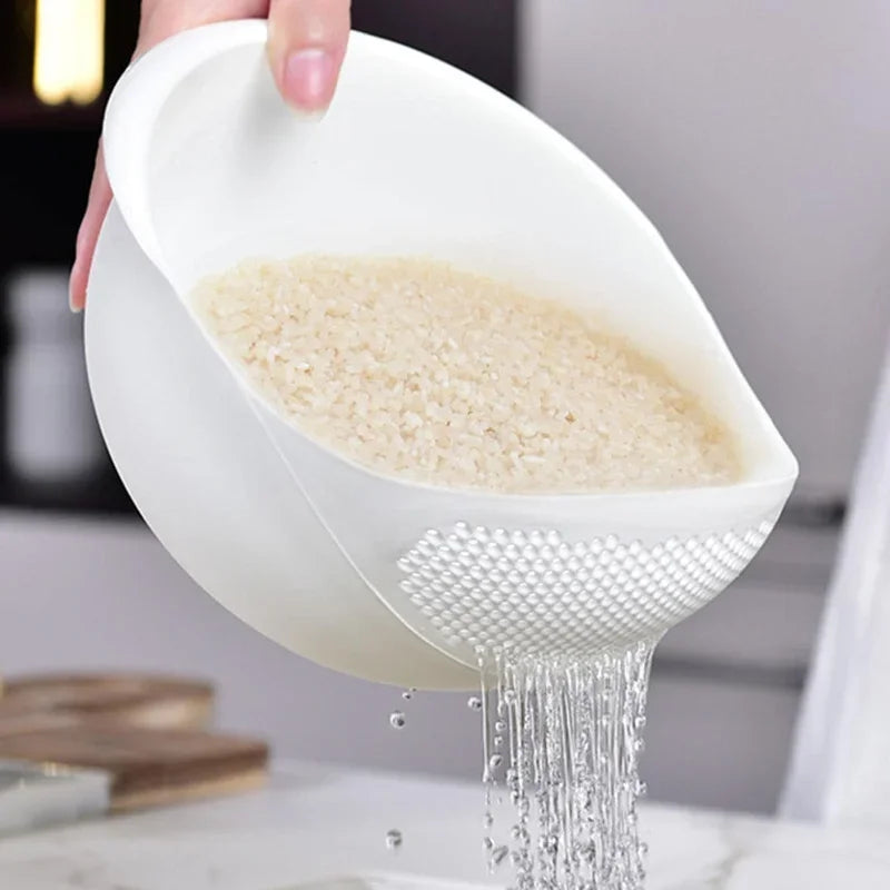 1PC-Silicone Colander Rice Bowl Drain Basket Fruit Bowl Washing Drain Basket with Handle Washing Basket Home Kitchen Organizer