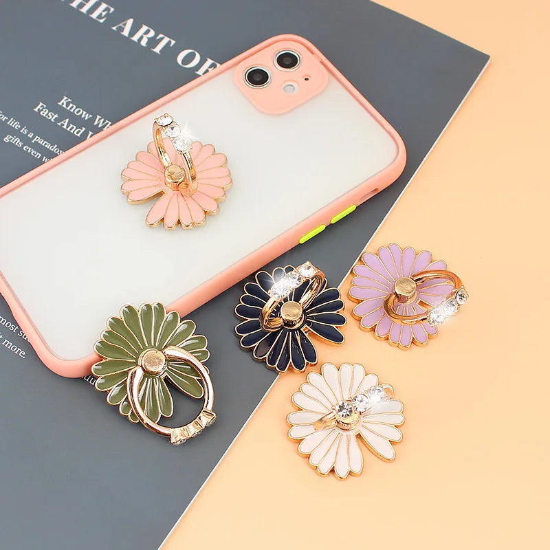 360 Degree Metal Finger Ring Smartphone Flowers Support Telephone Mobile Phone Holder Stand For Iphone 11 12 Pro Max Smart Phone