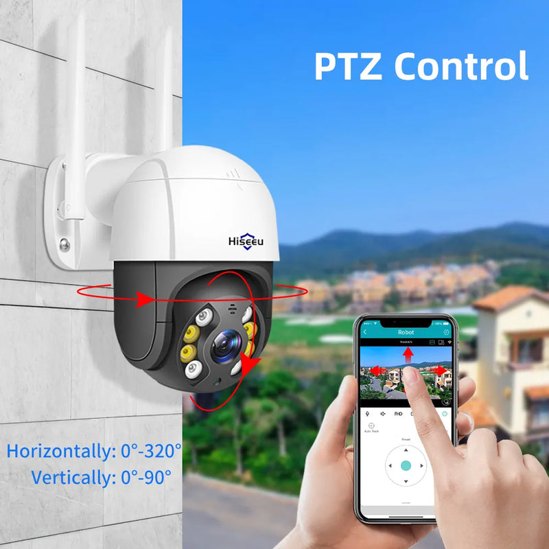 Hiseeu 4K 8MP Smart Wifi PTZ Camera 5x Digital Zoom AI Human Detection ONVIF Wireless CCTV IP Camera Iptv Security Protection