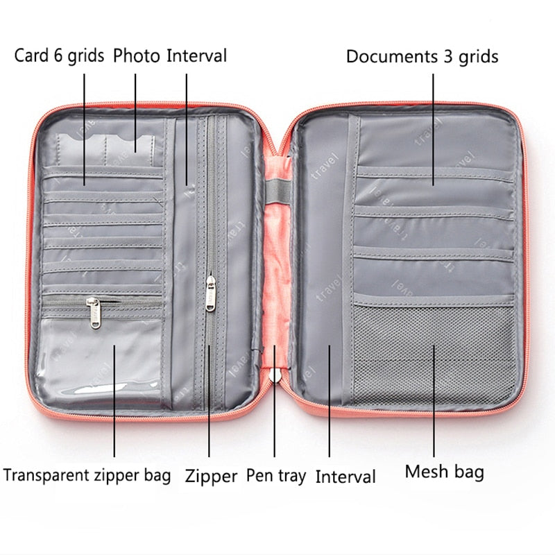 Travel Wallet Family Passport Holder Creative Waterproof Document Case Organizer Travel Accessories Document Bag Cardholder