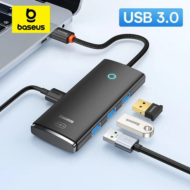 Baseus USB HUB Adapter 4 in 1 USB Type C to USB 3.0 HUB Splitter Adapter for MacBook Pro Air Huawei Mate 30 Docking Station HUB