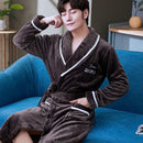 Lovers Coral Fleece Robe Warm Sleepwear Women Men Thicken Flannel Bathrobe Lounge Nightgown Home Clothes Bigsize