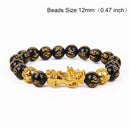 Obsidian Stone Beads Bracelet Pixiu Bring  Wealth Good Luck Feng Shui Chinese Beast Wristband Gold Pixiu Men Women Bracelet