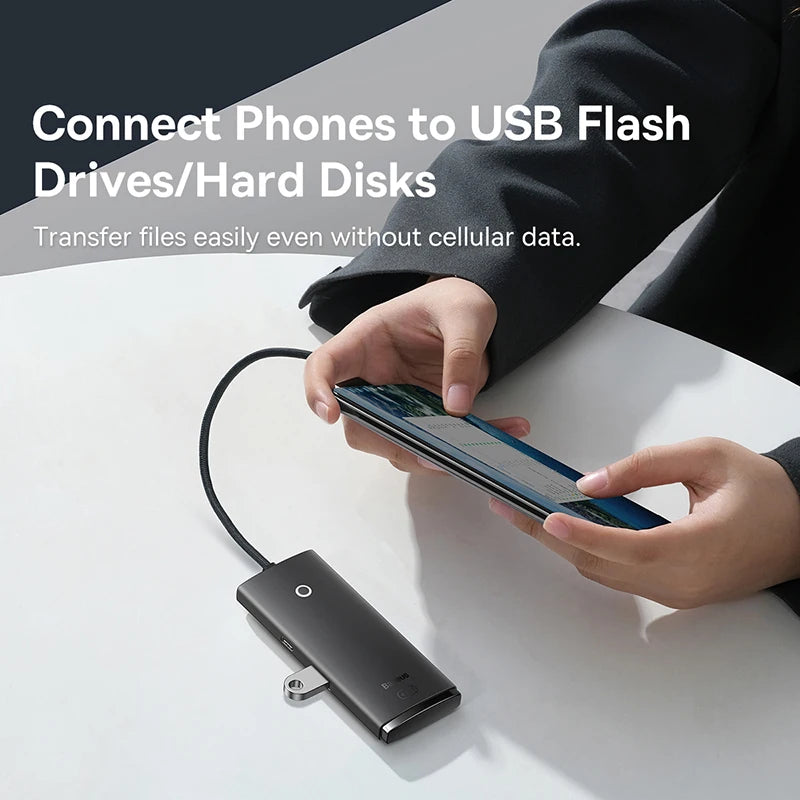 Baseus USB HUB Adapter 4 in 1 USB Type C to USB 3.0 HUB Splitter Adapter for MacBook Pro Air Huawei Mate 30 Docking Station HUB