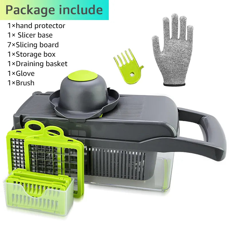 1pc Multifunctional Vegetable Cutter Potato Slicer With 3 Or 6  Interchangeable Blades, 11''x7.2