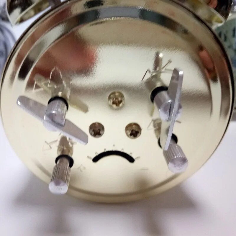 Gold Mechanical Alarm Clock Horseshoe  Manual Wind Up Vintage Metal Clock