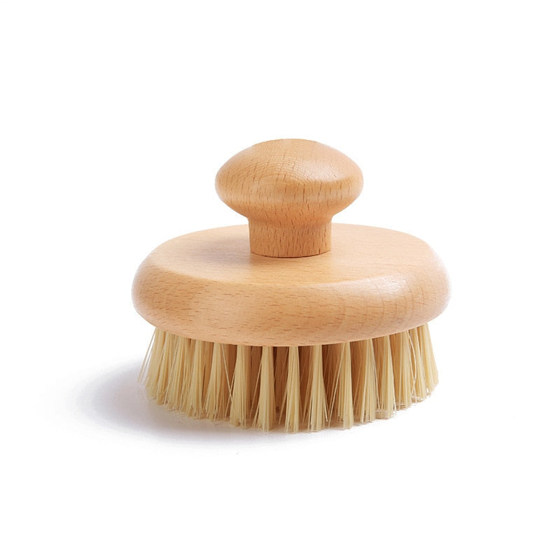 Round Bath Shower Body Exfoliating Brush Natural Sisal Bristles Beech Wood Handle Dead Skin Remover Back Scrubber Massage Tool
