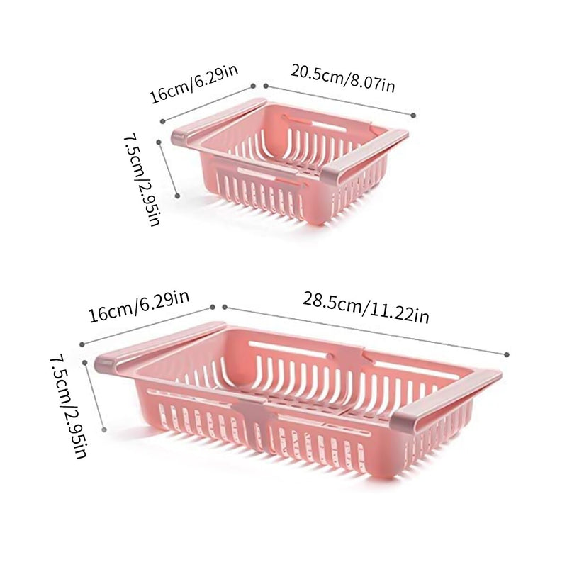 Leeseph Fridge Drawer Organizer, Retractable Drawer Refrigerator Storage Box, Pull Out Bins, Fridge Shelf Holder Storage Box