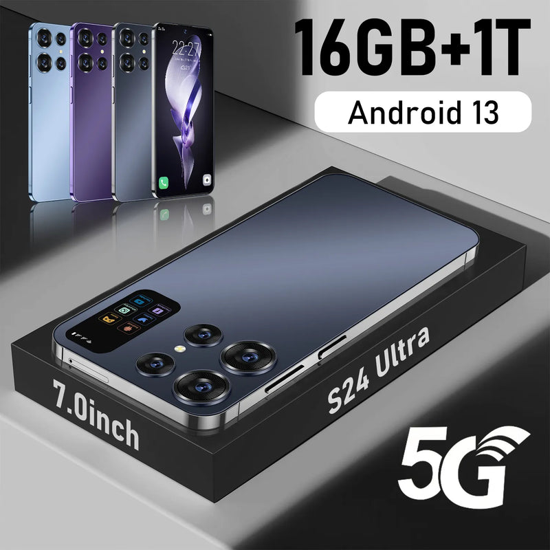 S24Ultra 7.0HD Screen 16G+1T Smart Phone 7000Mah Android13 Celulare Dual Sim Face Unlocked NFC 5G Mobile Phone