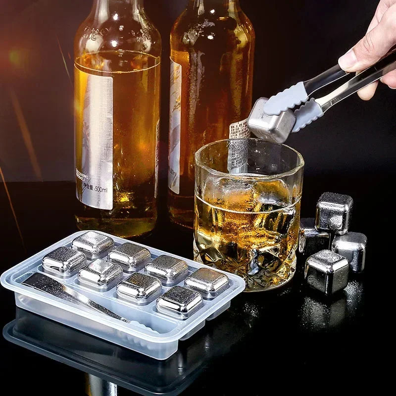 2/4/6 Pcs Stainless Steel Ice Cubes Set Reusable Chilling Stones for Whiskey Wine Wine Cooling Cube Chilling Rock Party Bar Tool