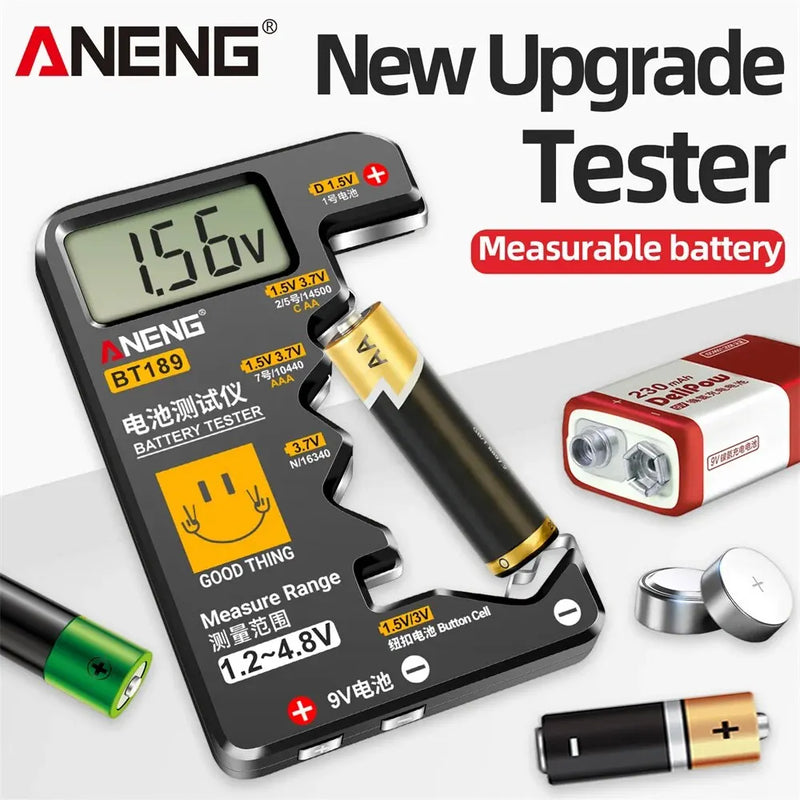 ANENG BT189 Button Cell Battery Tester Power Bank Detectors 9V N D C AA AAA Universal Household LCD Display Battery Tester Tools