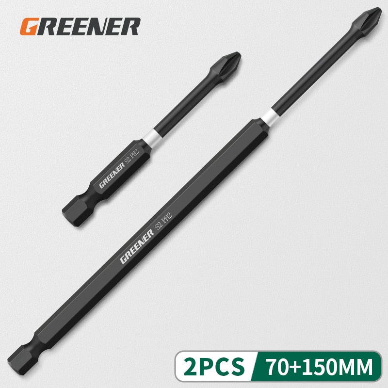 Greener Impact Strong Magnetic Batch Head Cross High Hardness Hand Drill Bit Screw Electric Screwdriver Set 50 65 70 90 150mm