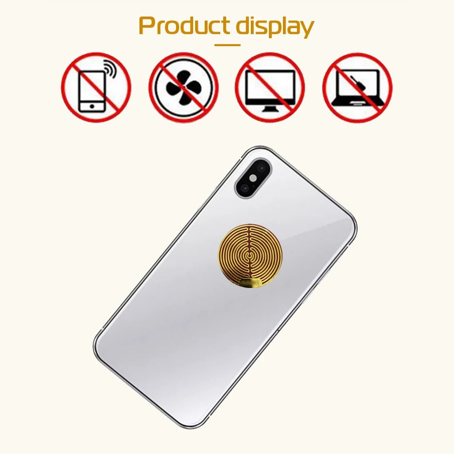10 Autocollants Anti-Radiation Or Pour Téléphone - 2,7 Cm - Protection EMF Prétendue - 6