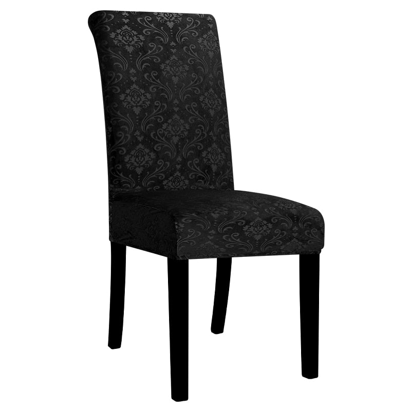 Velvet Elastic Chair Covers Removable Anti-dirty Seat Jacquard  Stretch Chair Covers For Dining Room Kitchen Hotel 1/2/4/6 Pcs