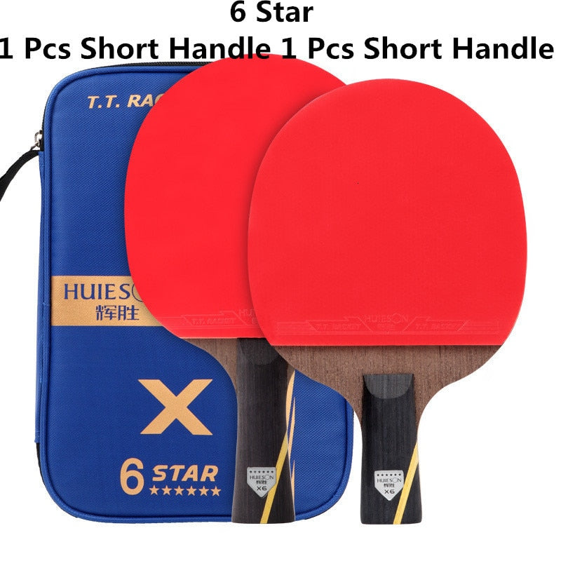 HUIESON 5/6 Star 2Pcs New Upgraded Carbon Table Tennis Racket Set Super Powerful Ping Pong Racket Bat for Adult Club Training