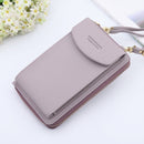 Women Shoulder Strap Purses Solid Color Leather Bag Short Travel Mobile Phone Bag Card Holders Storage Wallet Flap Pocket
