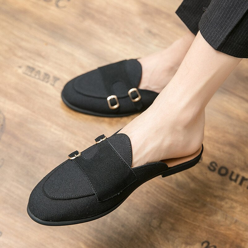 Summer Fashion Half Slippers Genuine Leather Men's Half Shoes for Men Shoes  Mules Casual Designer Shoes Fashion Loafers Luxury - AliExpress