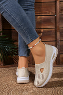 Women's casual sports shoes, solid color breathable sports soft-soled lightweight walking shoes, low-top knitted casual shoes