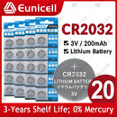EUNICELL 5PCS-25PCS 200mAh CR2032 Cell Coin Button Batteries CR 2032 5004LC DL2032 3V Lithium Battery For Watch Toys Car Remote