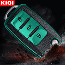 KIQI TPU Leather Car Key Cover Case for Volkswagen for VW Bora Polo Tiguan Jetta Passat B5 B6 B7 Golf Beetle for Skoda Octavia