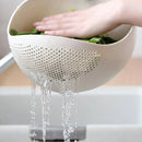 1PC-Silicone Colander Rice Bowl Drain Basket Fruit Bowl Washing Drain Basket with Handle Washing Basket Home Kitchen Organizer