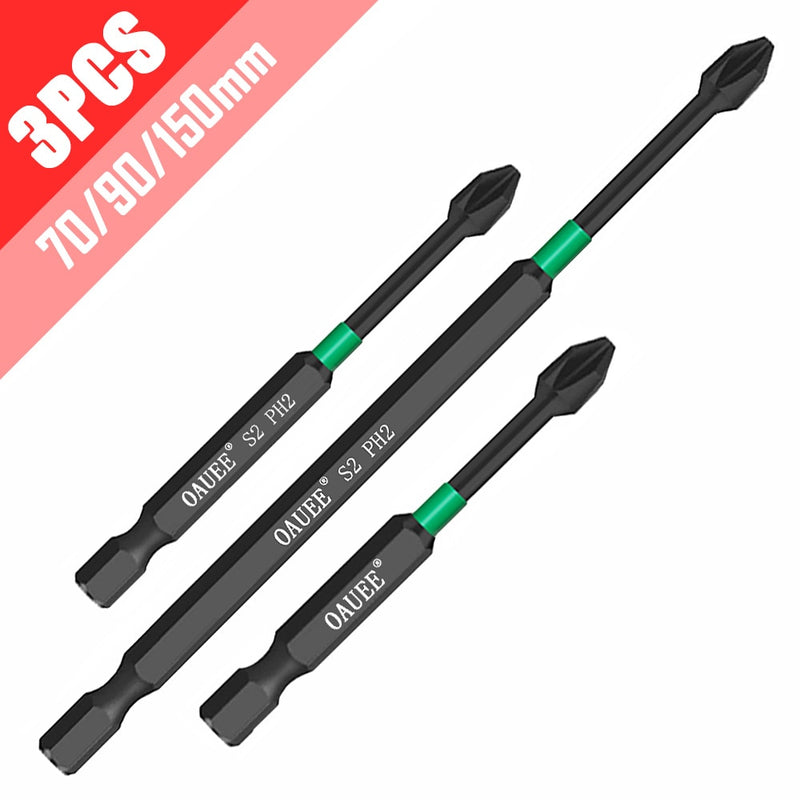 4/5/6pcs Magnetic Batch Head Impact Strong Cross PH2 High Hardness Screwdriver Bits 60/70/90mm Anti Non-slip WaterProof Bits