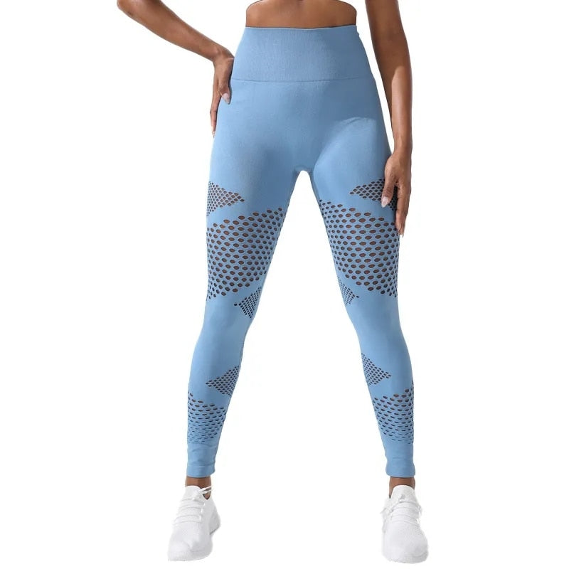 Ladies Sexy Seamless Hollowed out Elastic High Waist Fitness Yoga Pants  Leggings - China Gym Leggings and Sports Leggings price