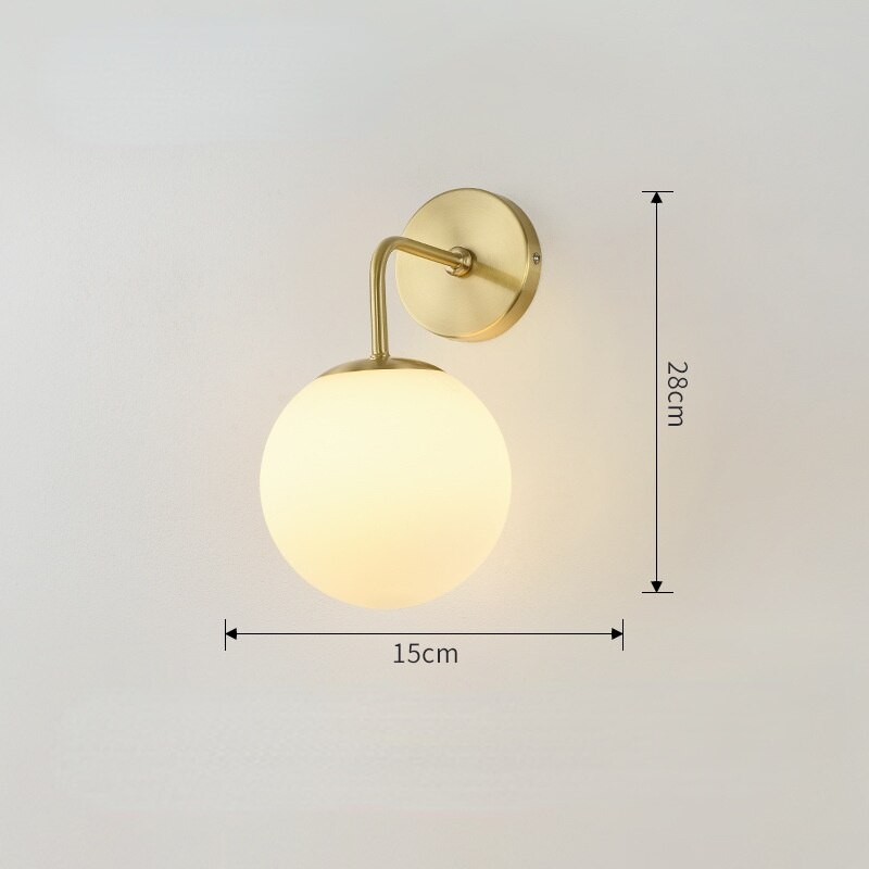 Modern Led Light Gold Glass Ball Wall Lamp Living Room Bathroom Bedroom Bedside Entrance Porch Indoor Lighting Decoration Lamp