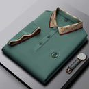 Men's Fashion Short sleeved Summer Polo Shirt High end Design Exquisite Ice Silk Embroidered Breathable T-shirt