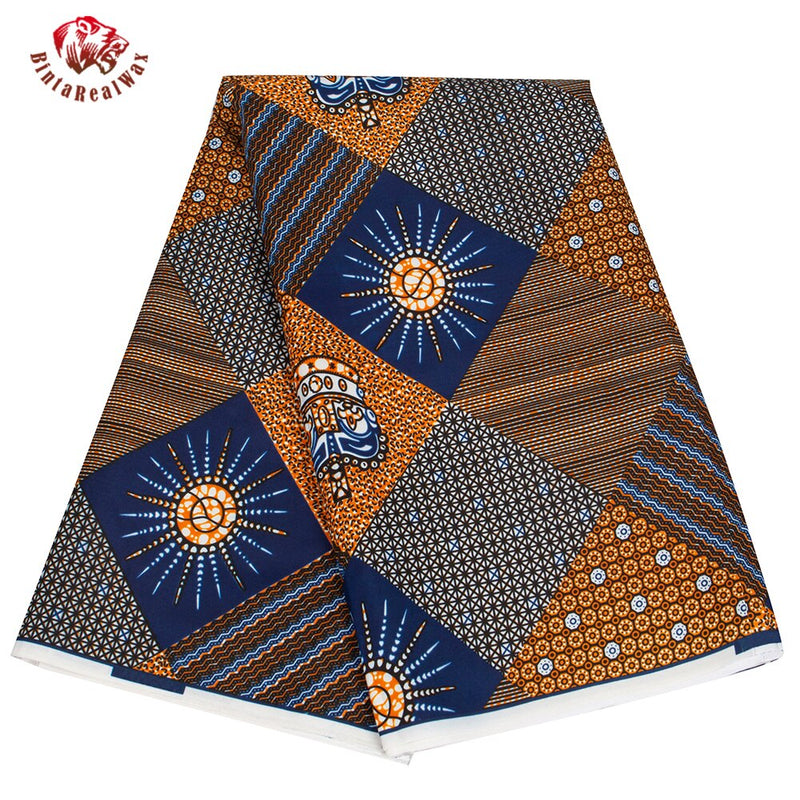 BintaRealWax African Wax Prints Fabric Polyester Ankara Bazin High Quality 6 Yards 3 Yards African Fabric for Party Dress FP6079