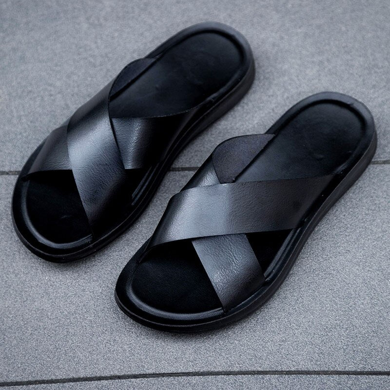 Italian Slippers For Men Shoes High Quality Big Size 47 Slip On Light Flats Male Flip Flops