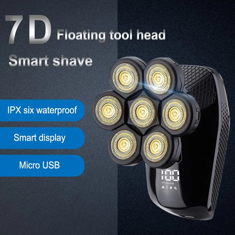 7D Independently 7 Cutter Floating Head Waterproof Electric Razor Multifunction USB Charge Trimmer Men Shaver For Men