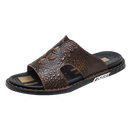 Genuine Leather Men Slippers Crocodile Grain Slip On Slipper Man Shoes For Men Slides Casual