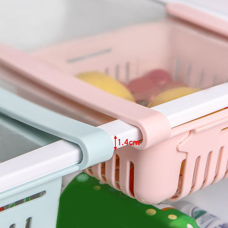 Leeseph Fridge Drawer Organizer, Retractable Drawer Refrigerator Storage Box, Pull Out Bins, Fridge Shelf Holder Storage Box