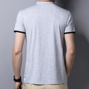 New Men's Casual and Fashionable Solid Color Short Sleeved Stand Up Collar T-shirt Summer Versatile and Comfortable Top