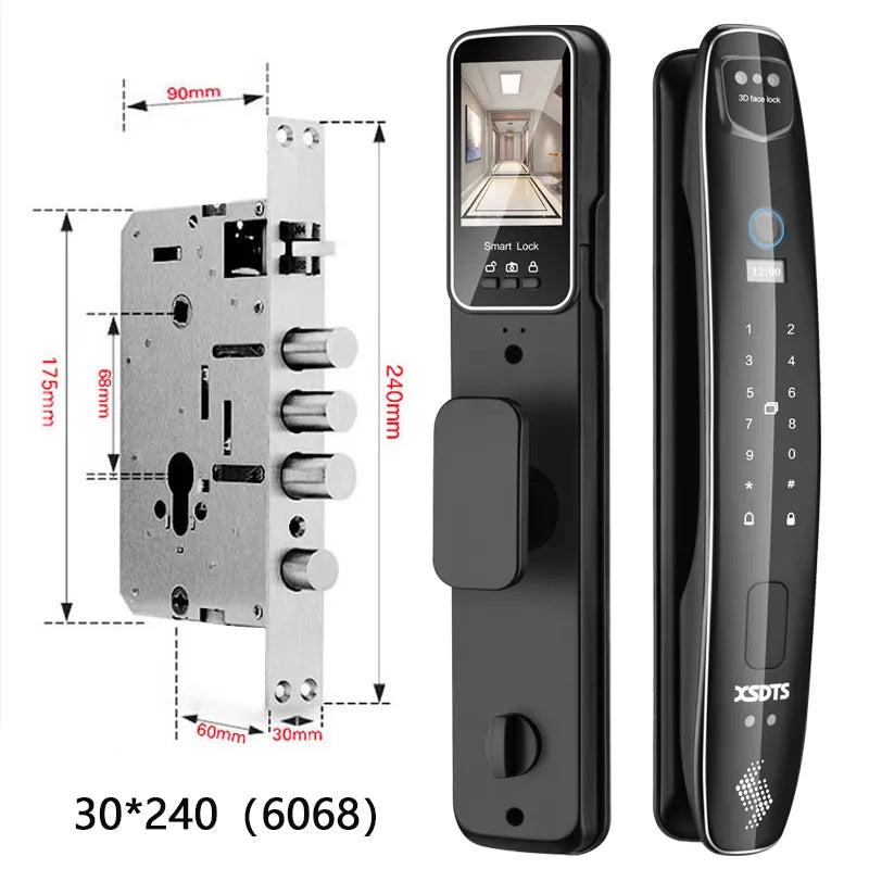 3D Face Smart Door Lock Security Camera Monitor Intelligent
