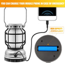 Solar Lantern Waterproof Camping Lantern Rechargeable Camping Light with Emergency Power Bank Flickering Flame Hanging LED Light