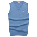 High-quality Pony Vests V-neck Knitted Sweaters Casual Men Sweaters Pullover Slim Fit 100%Cotton Solid Pullover Plus Size