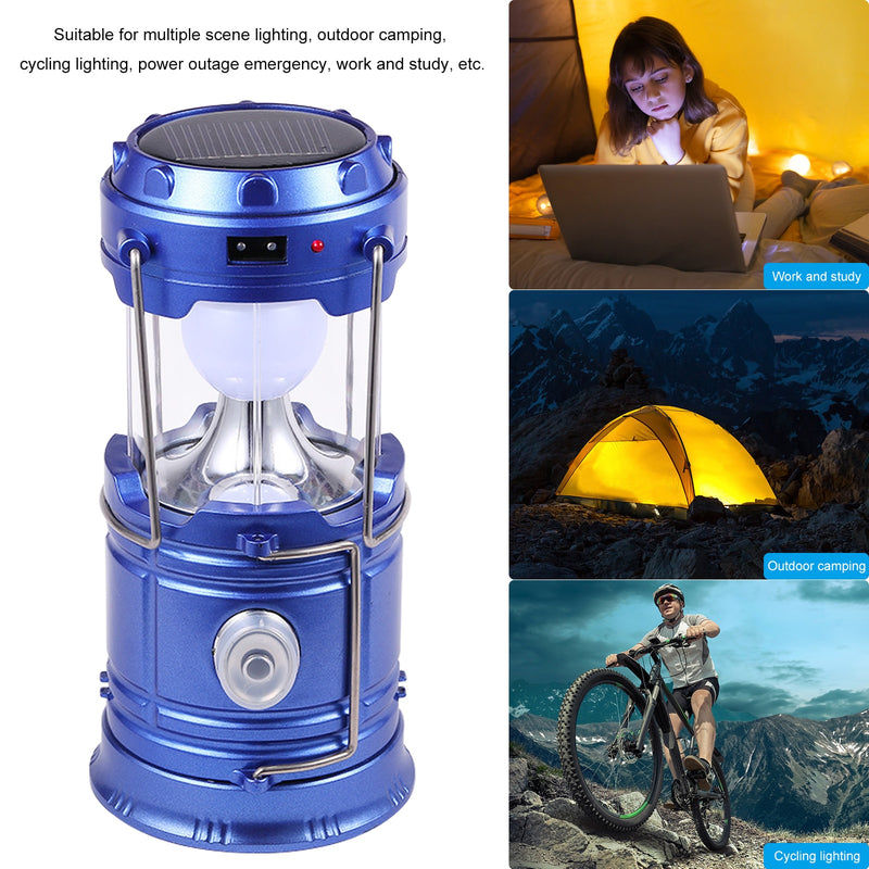 Solar LED Portable Lantern Tent Lamp Telescopic Torch Waterproof Camping Light Waterproof Emergency Flashlight  Working Lighting
