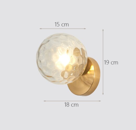 Modern Led Light Gold Glass Ball Wall Lamp Living Room Bathroom Bedroom Bedside Entrance Porch Indoor Lighting Decoration Lamp