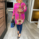VONDA Fashion Party Tops Women Elegant Office Blouse Summer Printe Shirts  Beach Tops Casual Bohemian Oversize Tunic Baggy