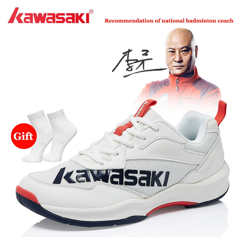 Kawasaki Professional Badminton Shoes Breathable Anti-Slippery Sport Shoes for Men Women Sneakers K-169D With Free Gift