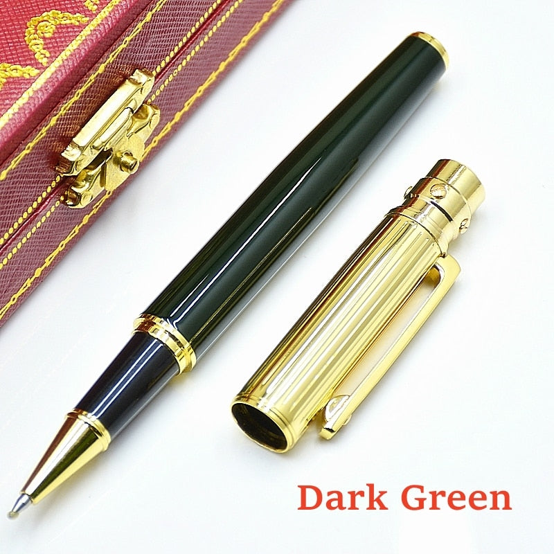 Luxury Santos Series Ct Metal Rollerball Pen High Quality Silver Golden Stripe Office School Stationery Writing Smooth Gel Pens